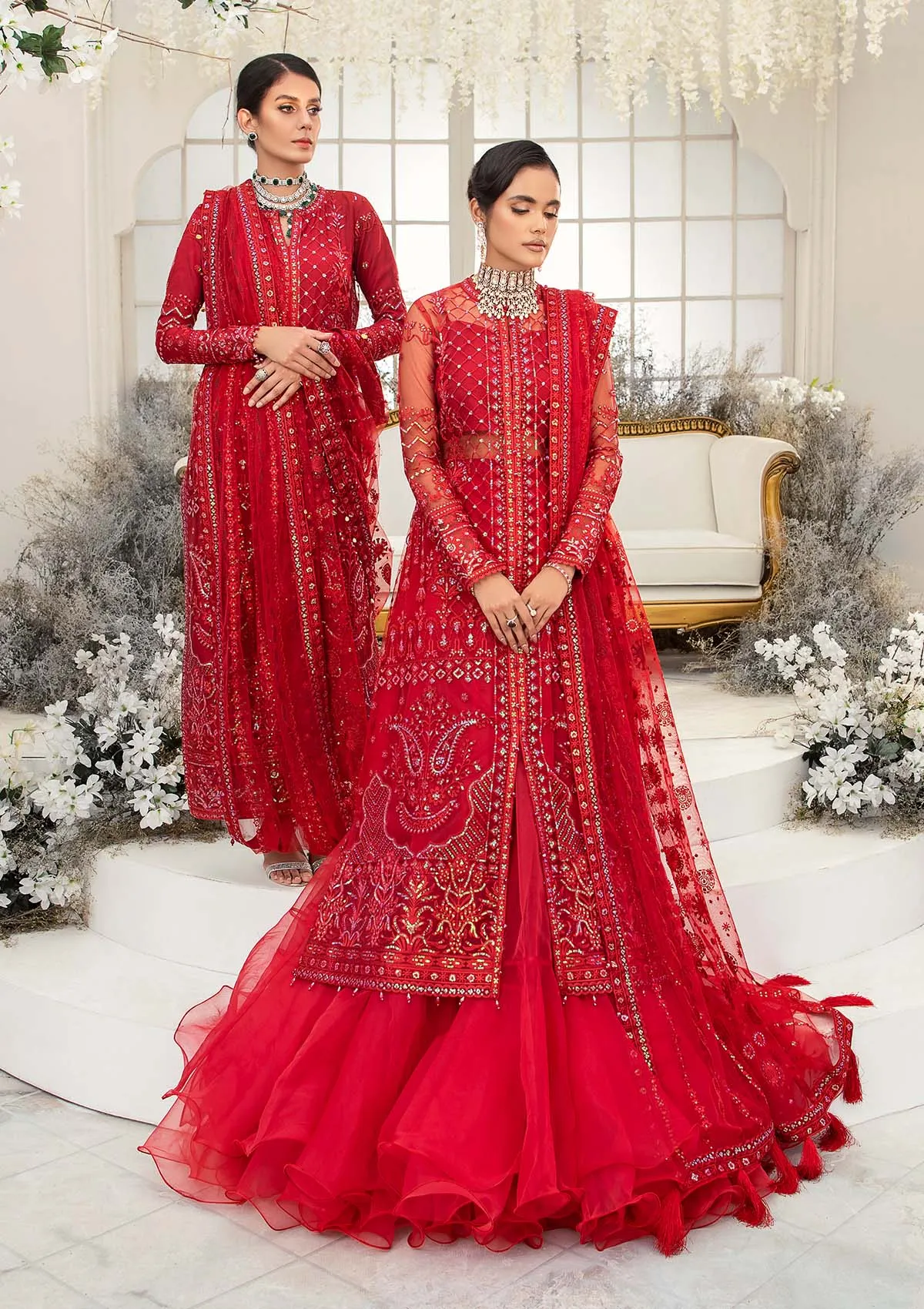 Wedding Festive '22 - Look 01 |  AIK Atelier Wedding Festive Unstitched Luxury Collection 2022 | Embroidered Net Organza Suits