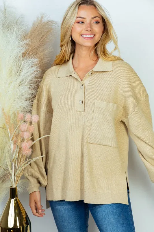 White Birch Long Sleeve Solid Knit Top