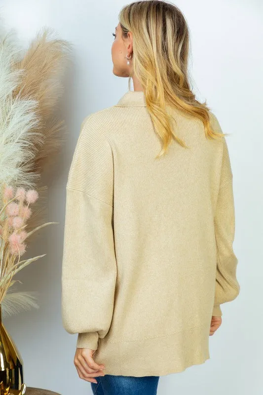 White Birch Long Sleeve Solid Knit Top