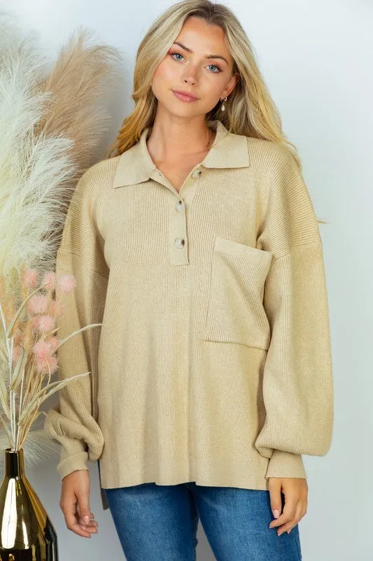 White Birch Long Sleeve Solid Knit Top