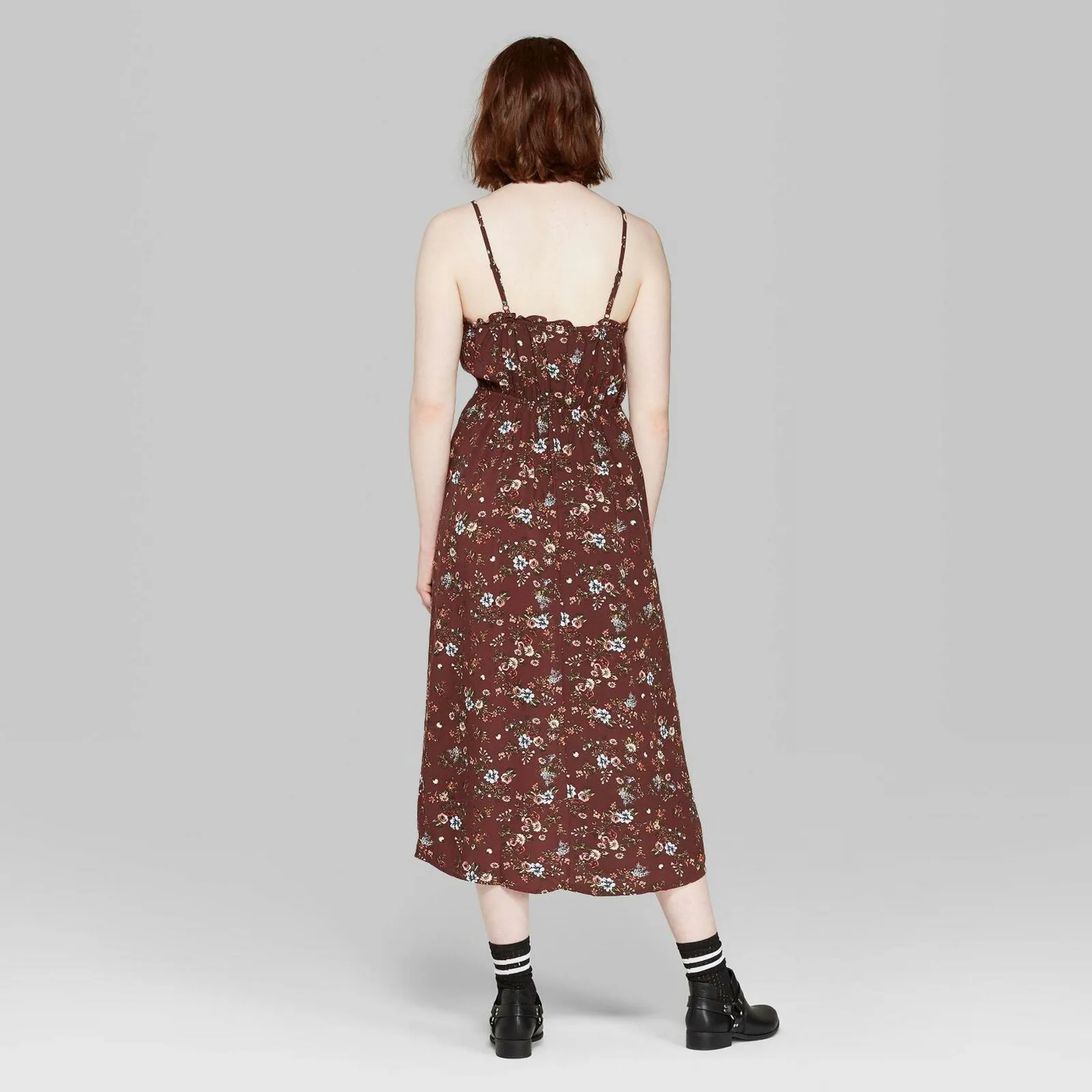 Wild Fable Women's Patterned Strappy Tie Front Midi Slip Dress