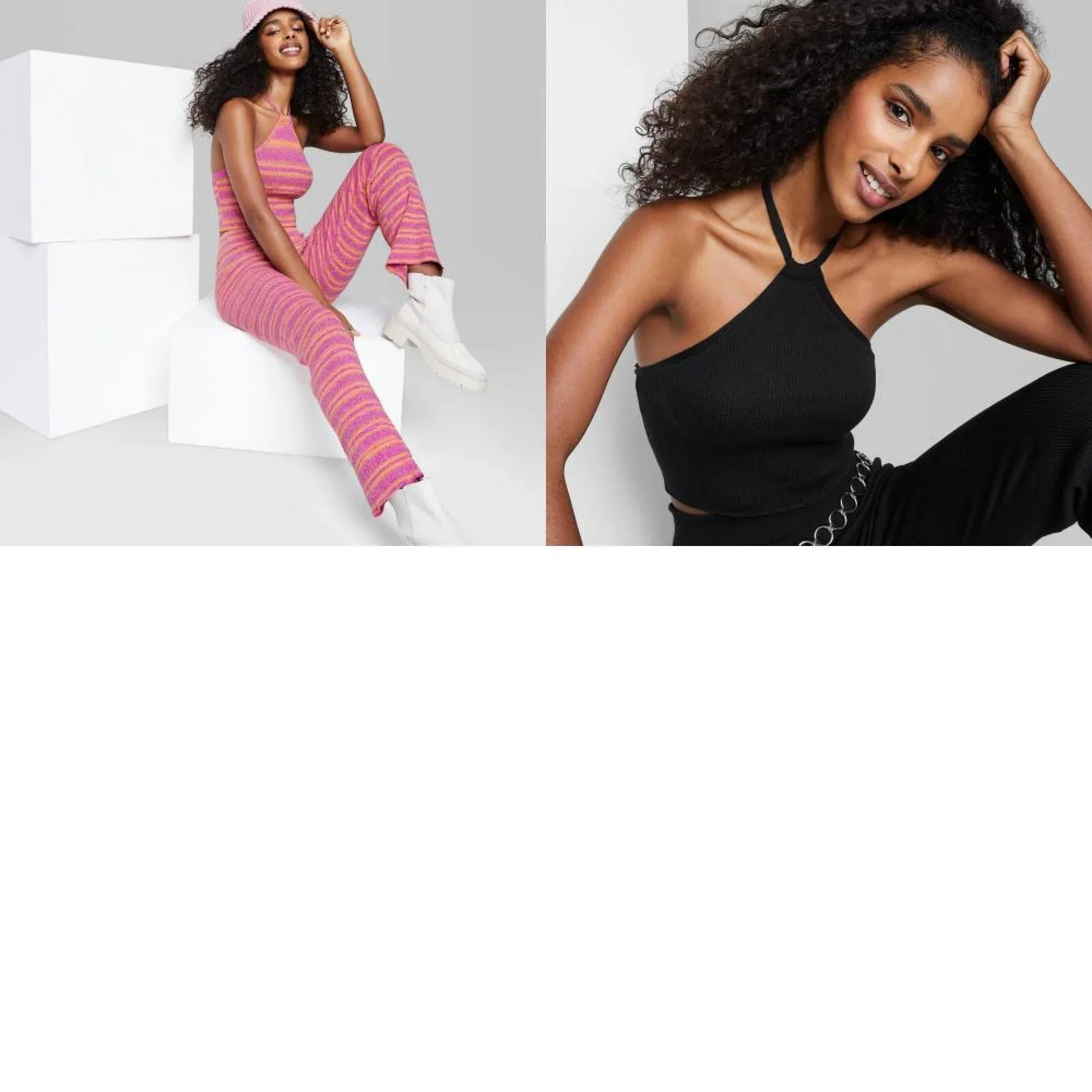 Wild Fable Women's Y-Neck Cropped Sweater Tank Top