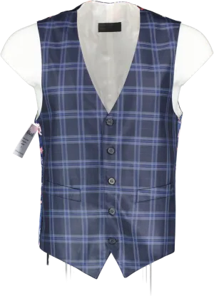 William Hunt Blue 100% Wool Tartan Waistcoat UK M