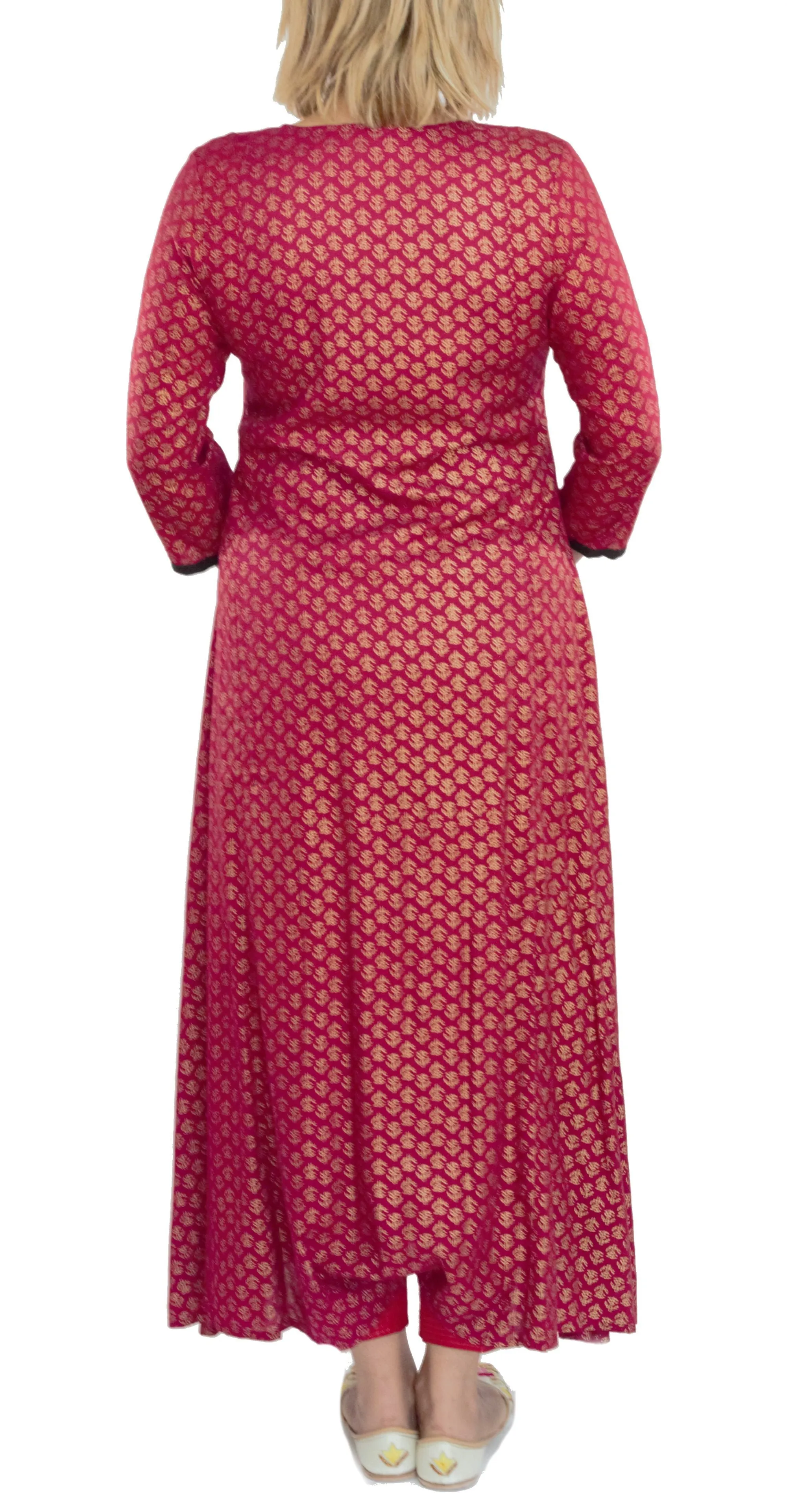 Wine Color Kurti with Gold Color Print