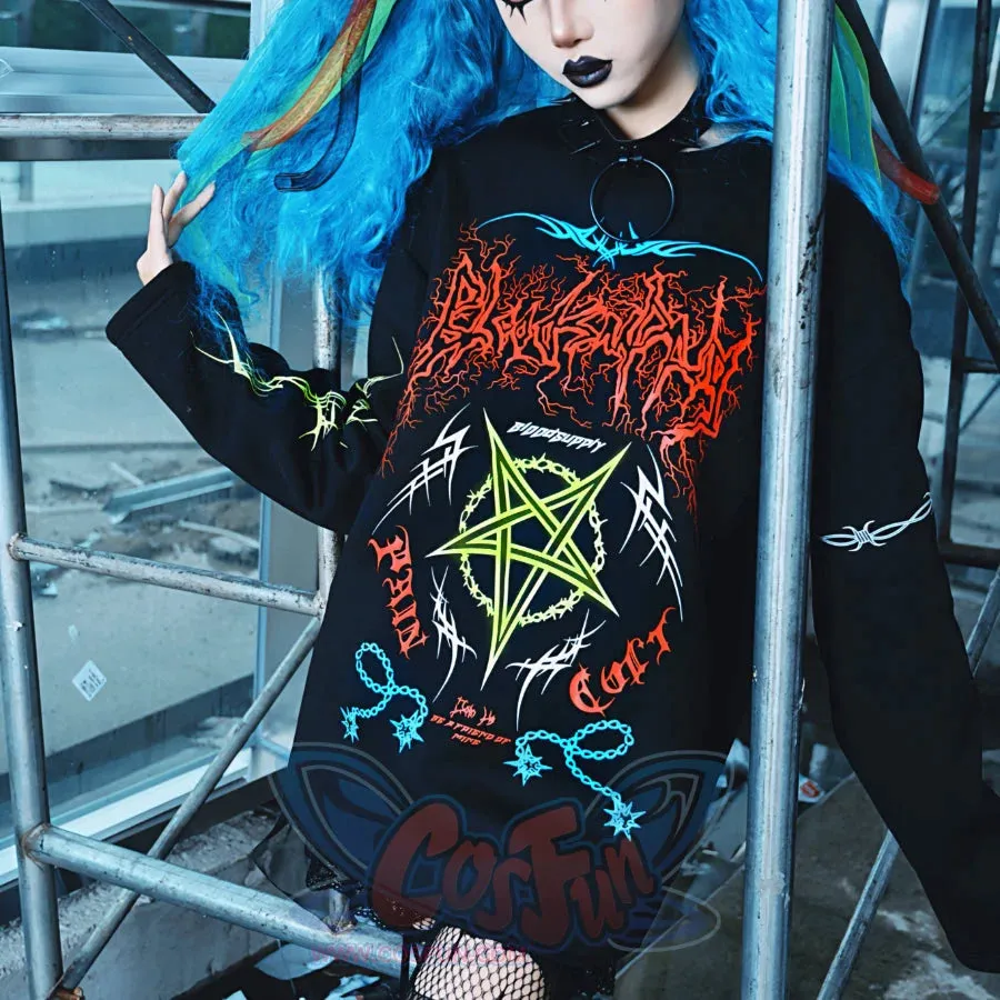 Winter Gothic Printed Logo Loose Woolen Long-sleeved Hoodie