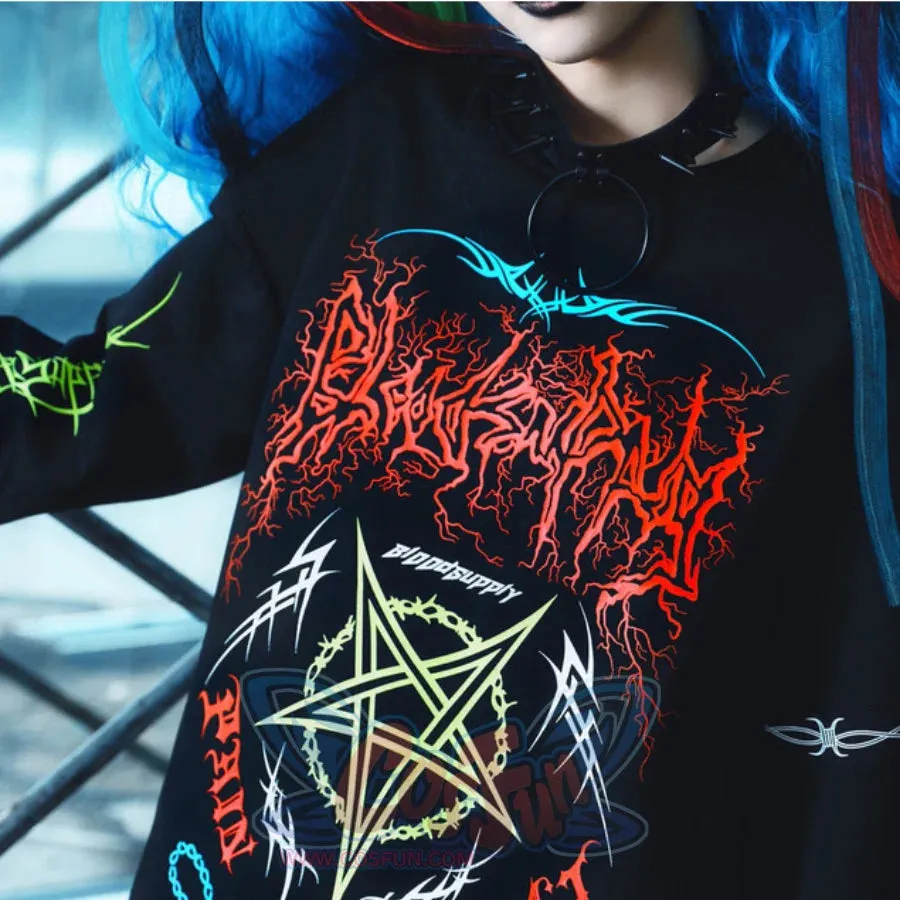 Winter Gothic Printed Logo Loose Woolen Long-sleeved Hoodie