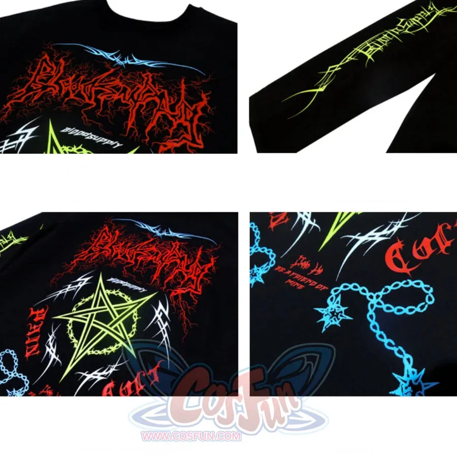 Winter Gothic Printed Logo Loose Woolen Long-sleeved Hoodie