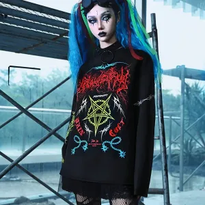 Winter Gothic Printed Logo Loose Woolen Long-sleeved Hoodie