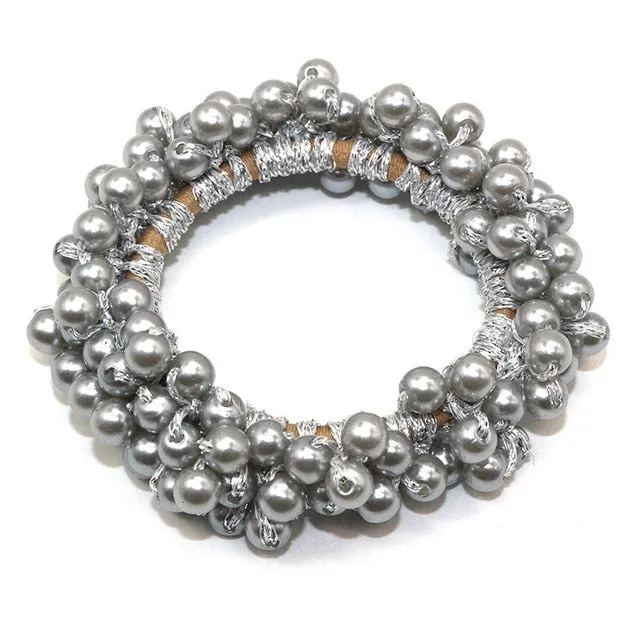 Woman Pearl Hair Ties Beads Girls Rubber Bands Ponytail Holders