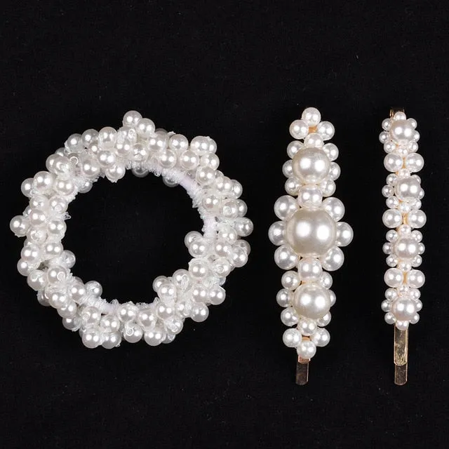 Woman Pearl Hair Ties Beads Girls Rubber Bands Ponytail Holders
