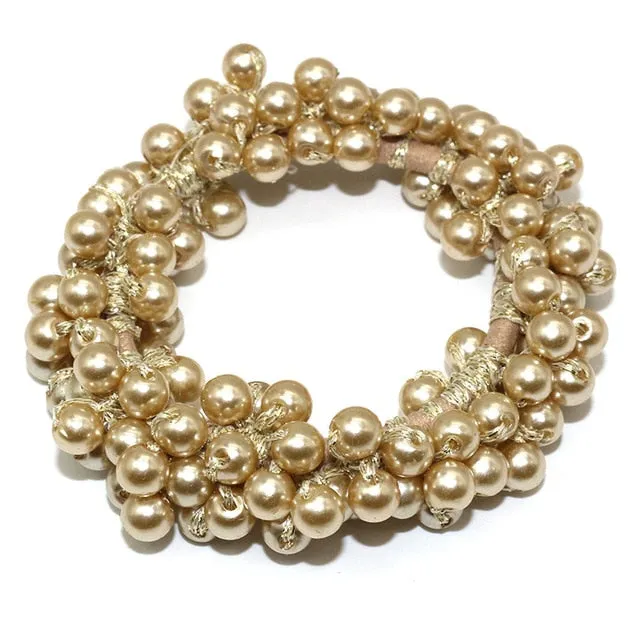 Woman Pearl Hair Ties Beads Girls Rubber Bands Ponytail Holders