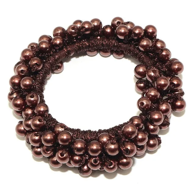 Woman Pearl Hair Ties Beads Girls Rubber Bands Ponytail Holders