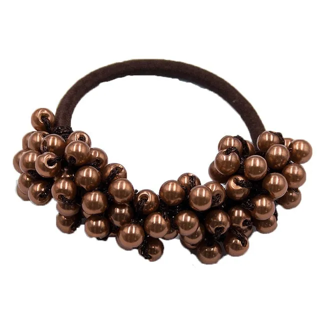 Woman Pearl Hair Ties Beads Girls Rubber Bands Ponytail Holders