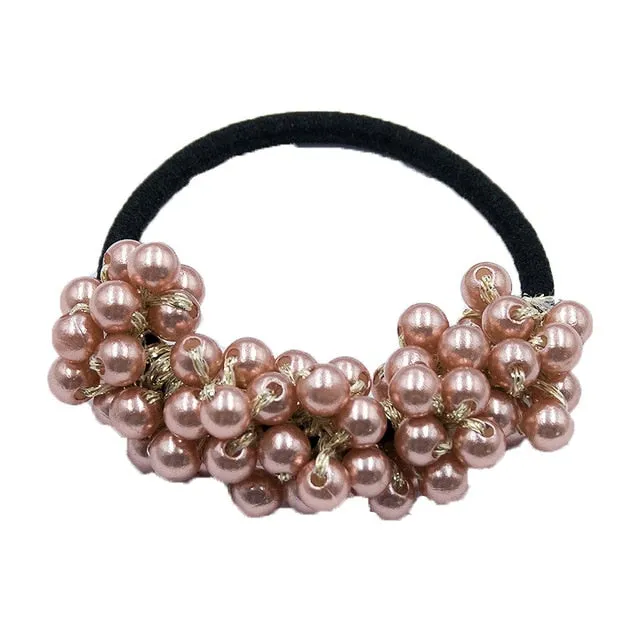 Woman Pearl Hair Ties Beads Girls Rubber Bands Ponytail Holders