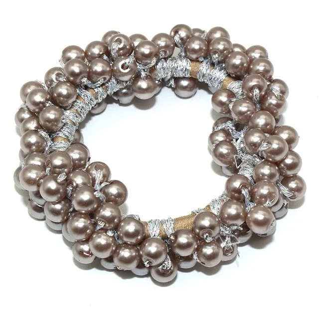 Woman Pearl Hair Ties Beads Girls Rubber Bands Ponytail Holders