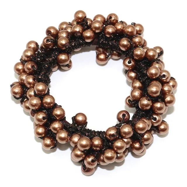 Woman Pearl Hair Ties Beads Girls Rubber Bands Ponytail Holders