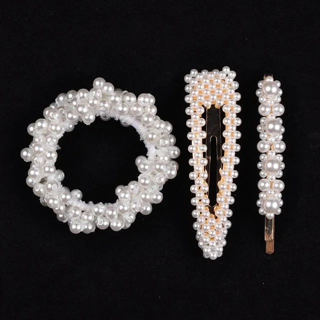 Woman Pearl Hair Ties Beads Girls Rubber Bands Ponytail Holders