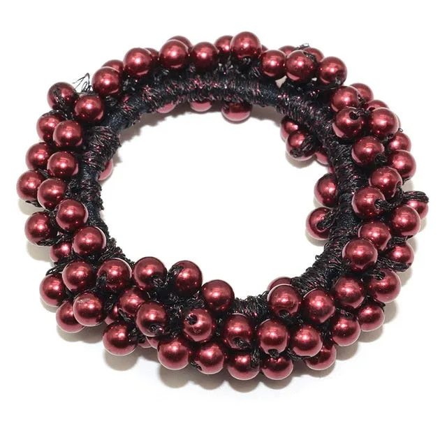 Woman Pearl Hair Ties Beads Girls Rubber Bands Ponytail Holders