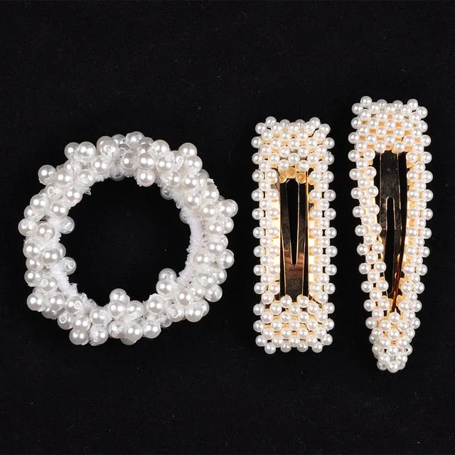 Woman Pearl Hair Ties Beads Girls Rubber Bands Ponytail Holders