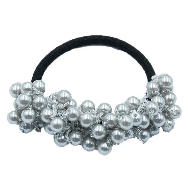 Woman Pearl Hair Ties Beads Girls Rubber Bands Ponytail Holders