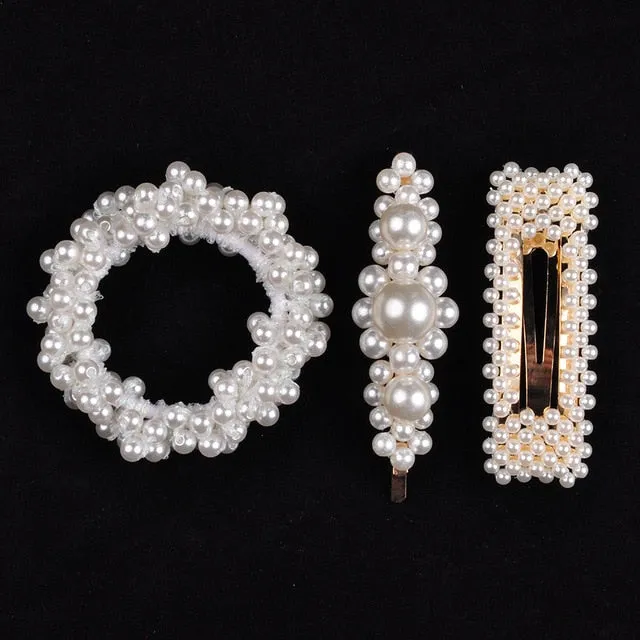 Woman Pearl Hair Ties Beads Girls Rubber Bands Ponytail Holders