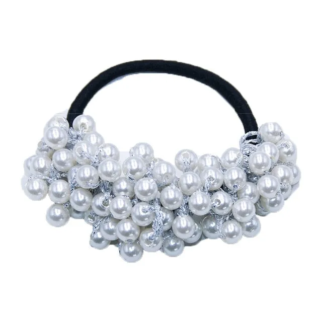 Woman Pearl Hair Ties Beads Girls Rubber Bands Ponytail Holders