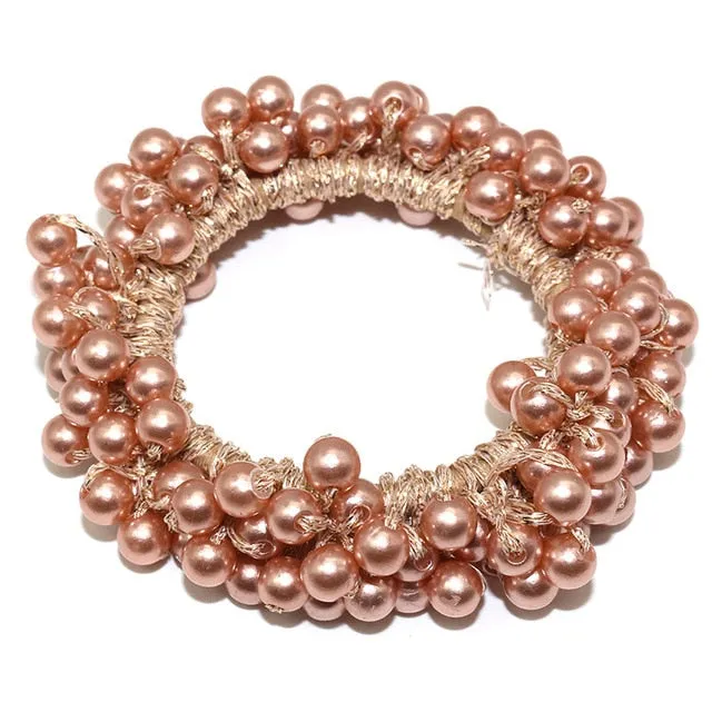 Woman Pearl Hair Ties Beads Girls Rubber Bands Ponytail Holders