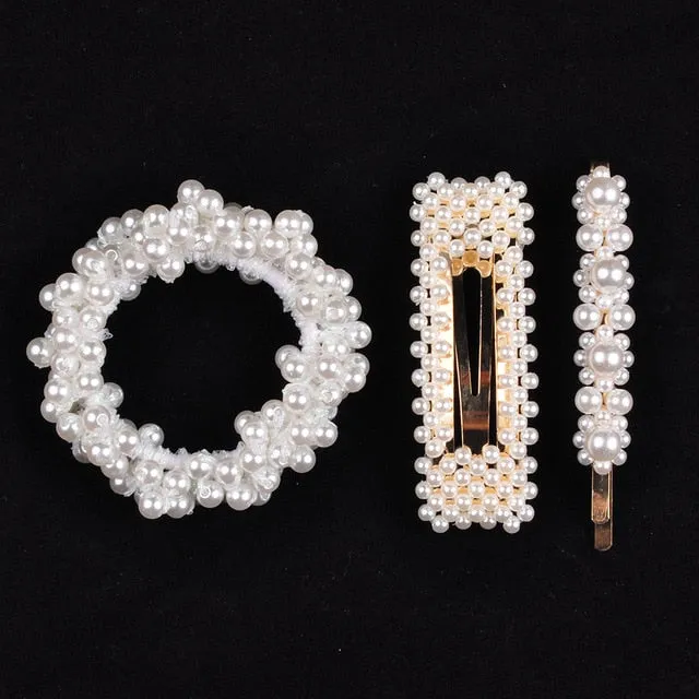 Woman Pearl Hair Ties Beads Girls Rubber Bands Ponytail Holders