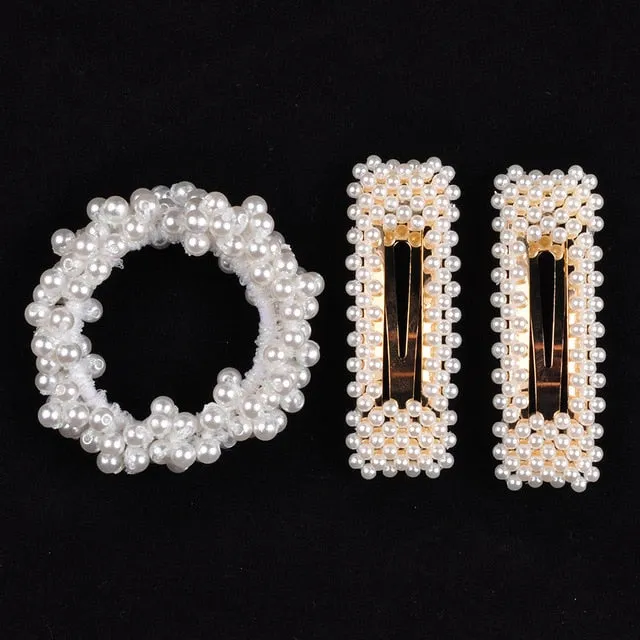 Woman Pearl Hair Ties Beads Girls Rubber Bands Ponytail Holders