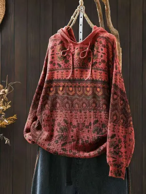Women Autumn Casual Knit  Hooded Sweater