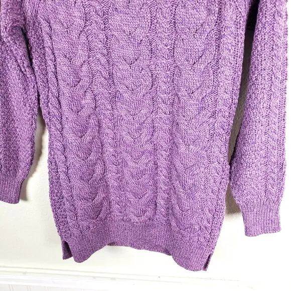 Women's Original Aran Craft Co Cashmere Fine Merino Wool Purple Knit Sweater SM