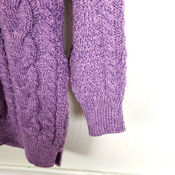 Women's Original Aran Craft Co Cashmere Fine Merino Wool Purple Knit Sweater SM