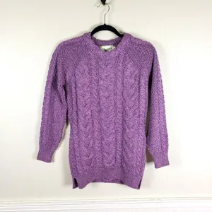 Women's Original Aran Craft Co Cashmere Fine Merino Wool Purple Knit Sweater SM