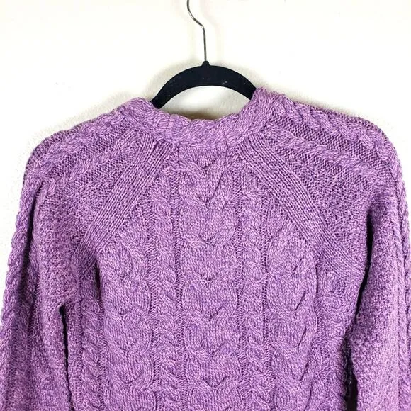 Women's Original Aran Craft Co Cashmere Fine Merino Wool Purple Knit Sweater SM