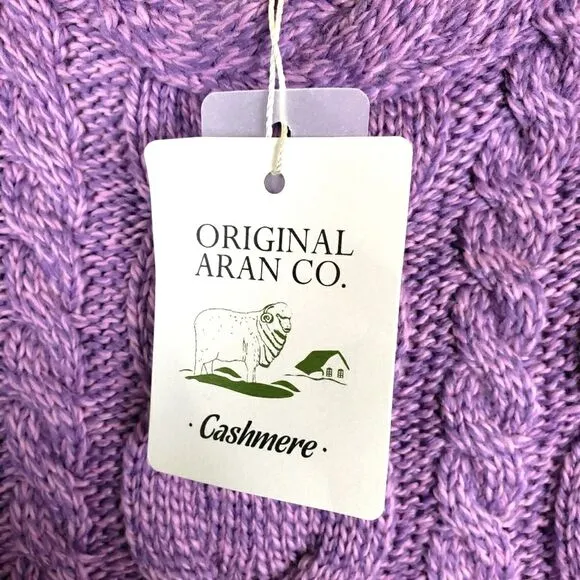 Women's Original Aran Craft Co Cashmere Fine Merino Wool Purple Knit Sweater SM