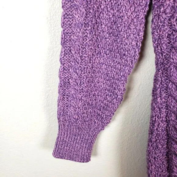 Women's Original Aran Craft Co Cashmere Fine Merino Wool Purple Knit Sweater SM