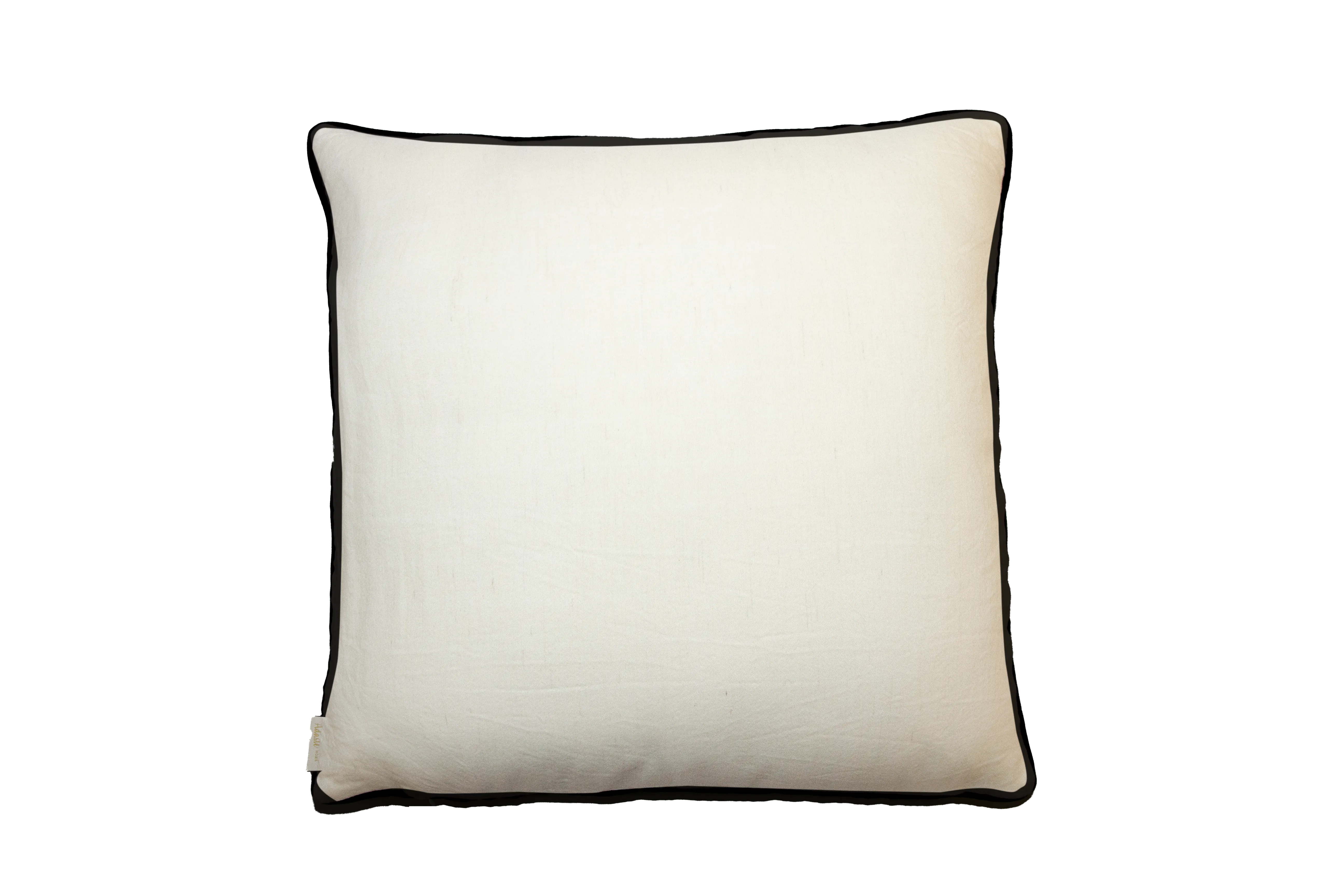 Wool Pillow With Navy Blue Velour Piping Detail