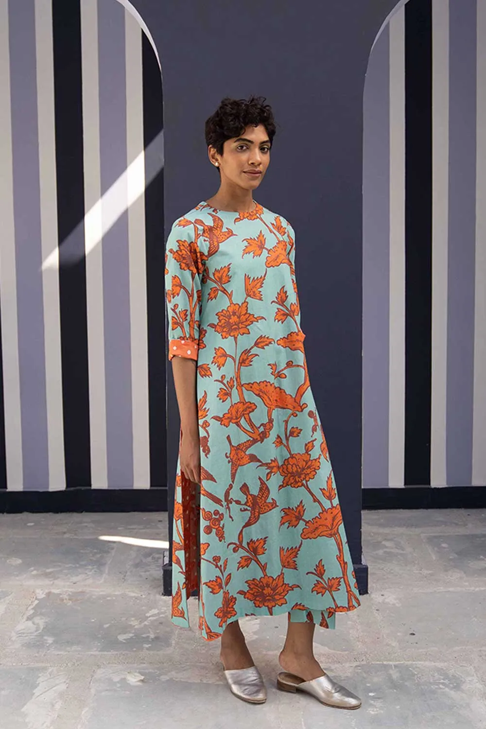 YAM   I  Donostia  MAUI BLUE REVERSIBLE KURTA SET 2  (KURTA & PANTS) COTTON BLUE YAMBILLIE15