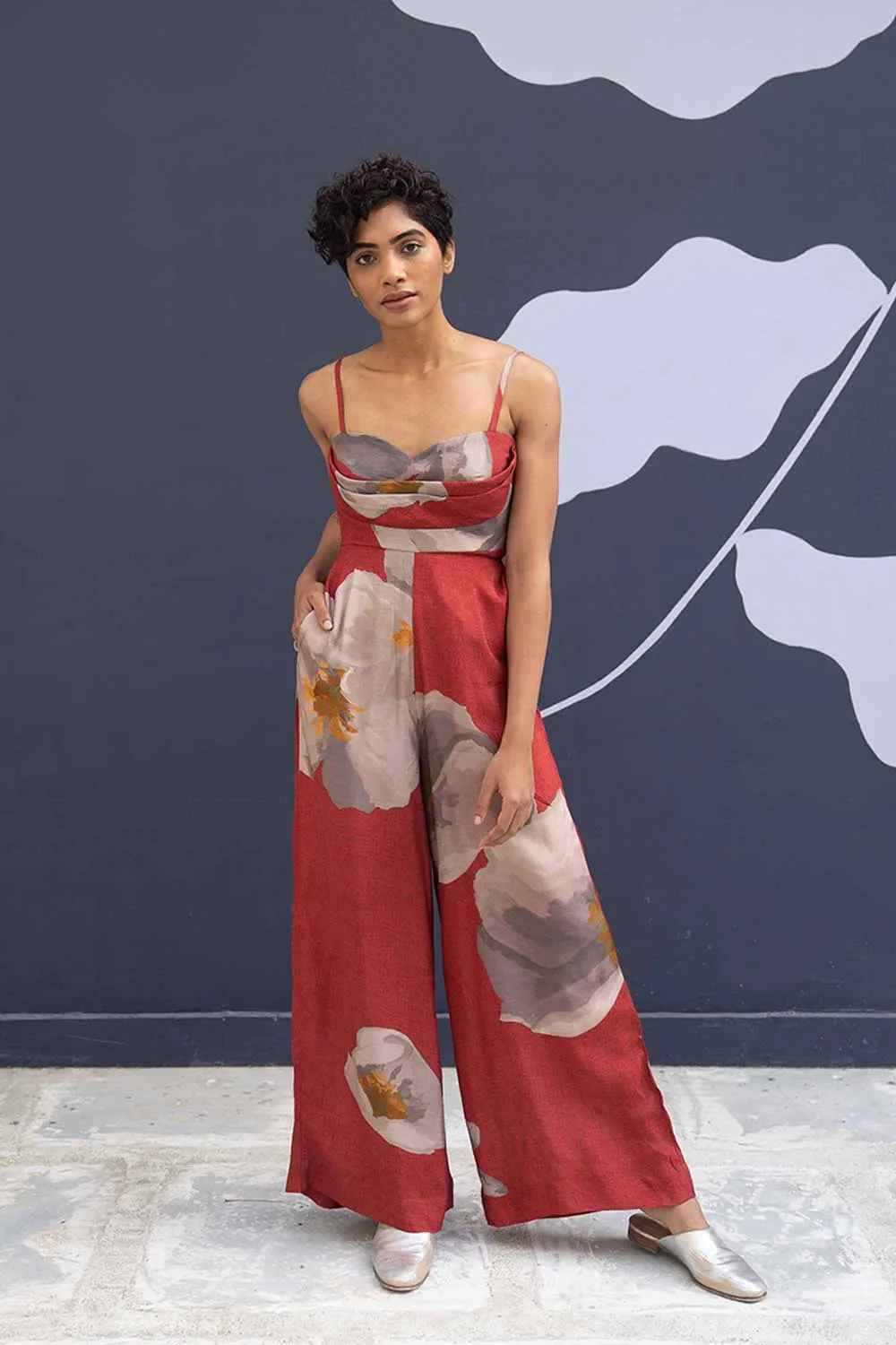 YAM   I   Gijon RED POPPIES JUMPSUIT 1  (JUMPSUIT) SILK RED YAMBILLIE21