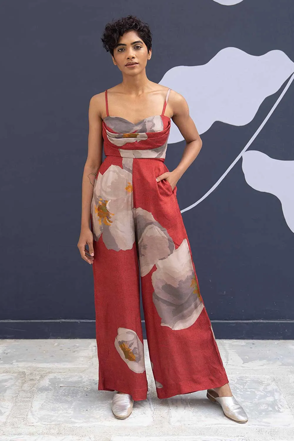 YAM   I   Gijon RED POPPIES JUMPSUIT 1  (JUMPSUIT) SILK RED YAMBILLIE21