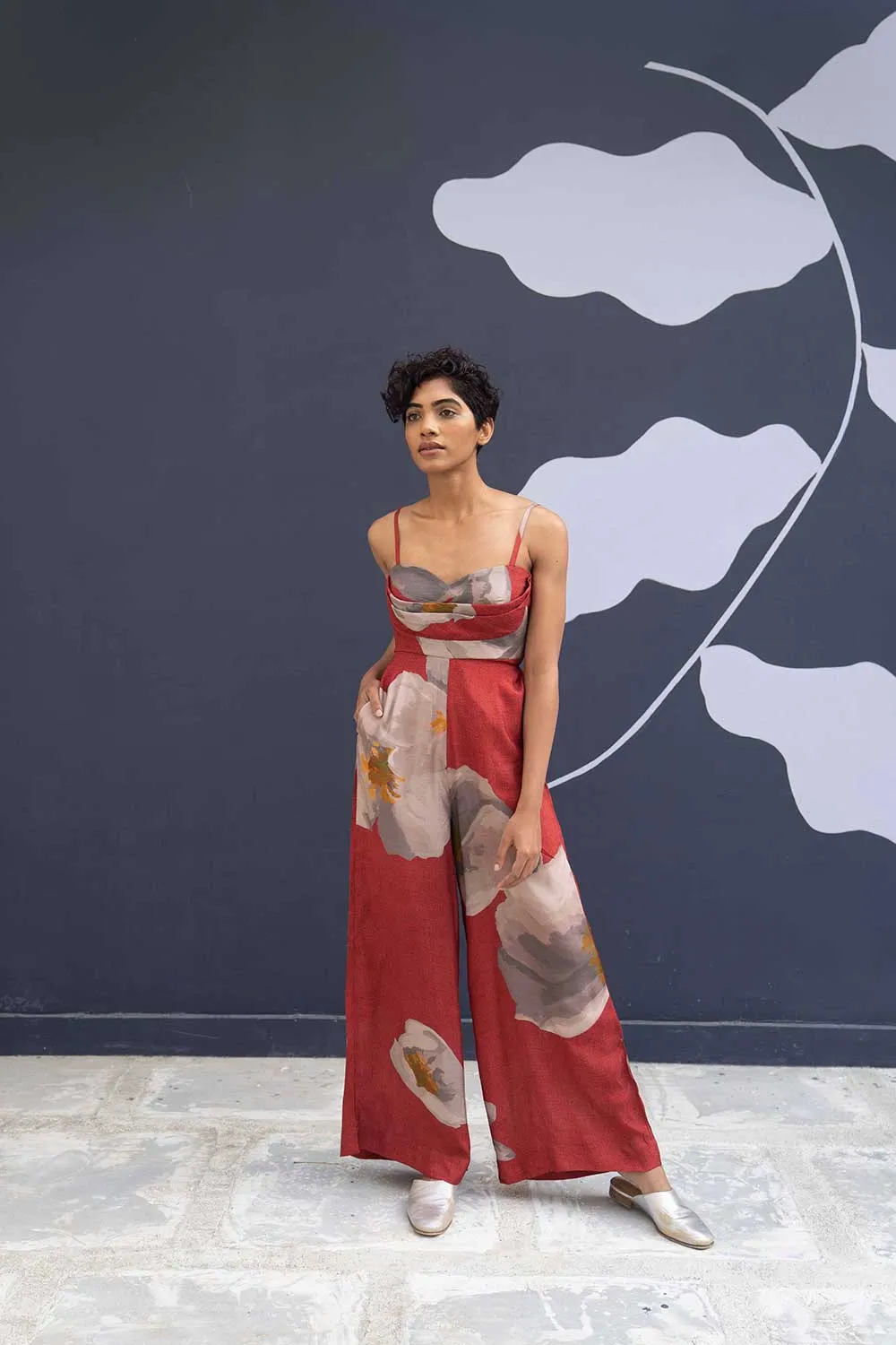 YAM   I   Gijon RED POPPIES JUMPSUIT 1  (JUMPSUIT) SILK RED YAMBILLIE21