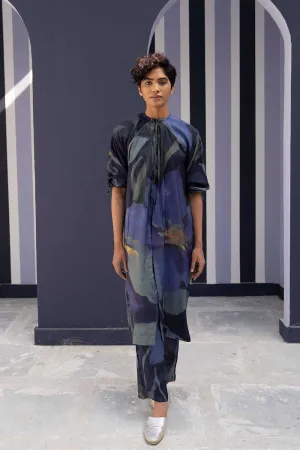 YAM   I   Leon BABKA KURTA SET 2  (KURTA & PANTS) SILK BLUE YAMBILLIE26