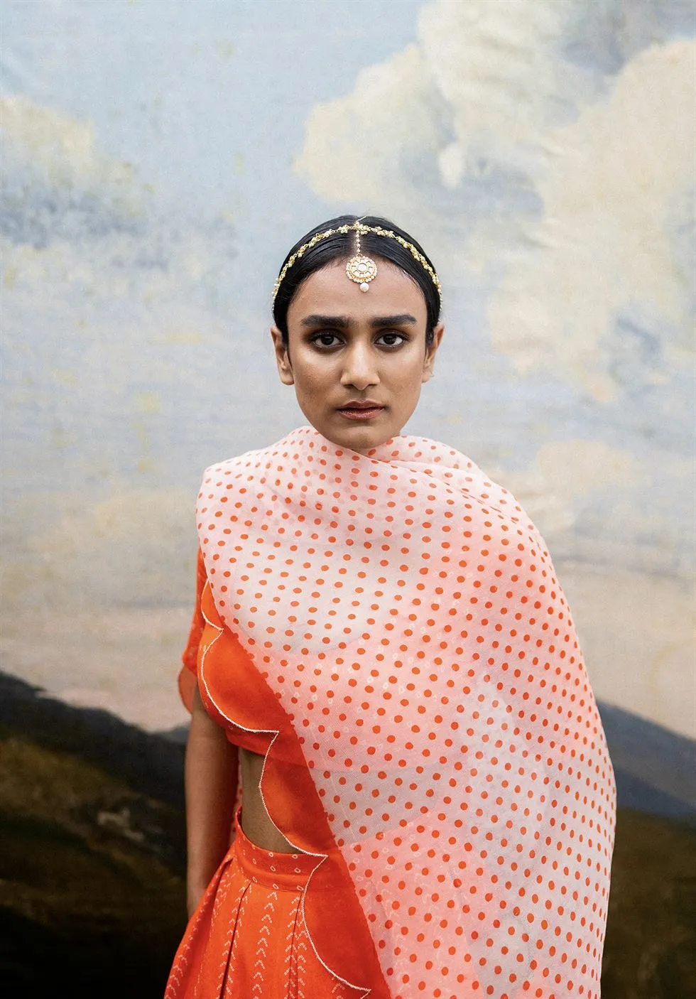 Yam   I   Pisa Naranghi Lehenga LEHENGA SET  MULMUL & ORGANZA (DUPATTA) ORANGE An Indian Summer YAMLG03