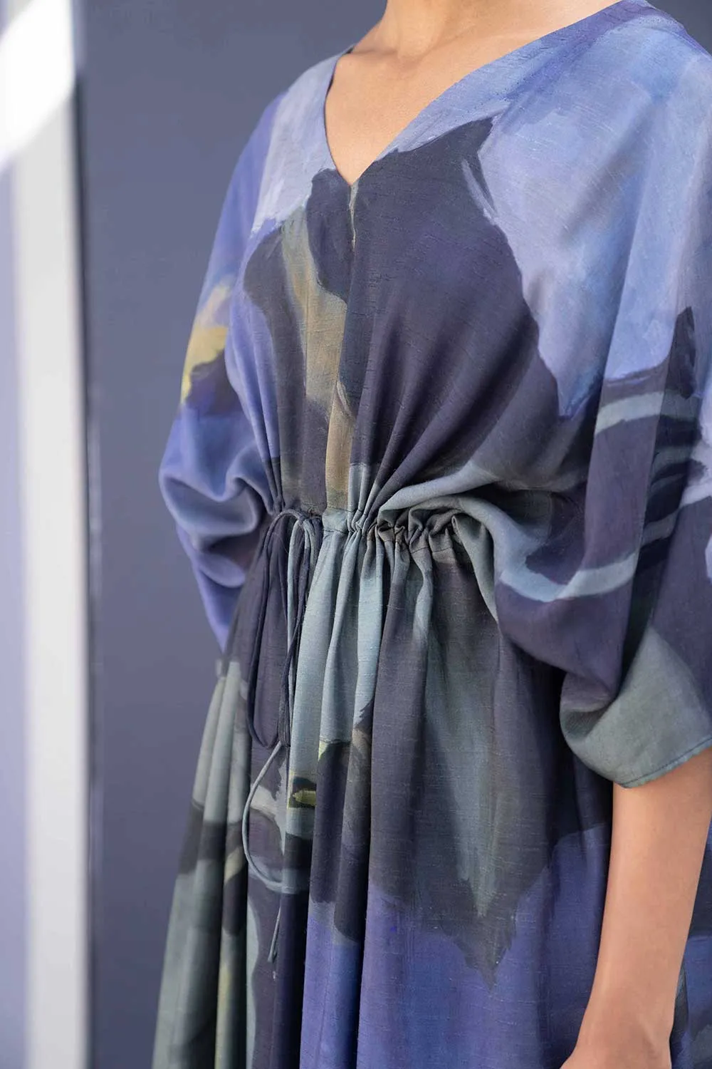 YAM   I   Terrassa BABKA KAFTAN SET 2  (KAFTAN & PANTS) SILK BLUE YAMBILLIE27