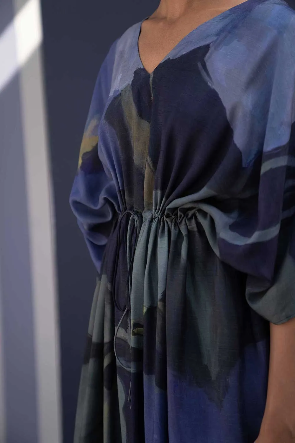 YAM   I   Terrassa BABKA KAFTAN SET 2  (KAFTAN & PANTS) SILK BLUE YAMBILLIE27