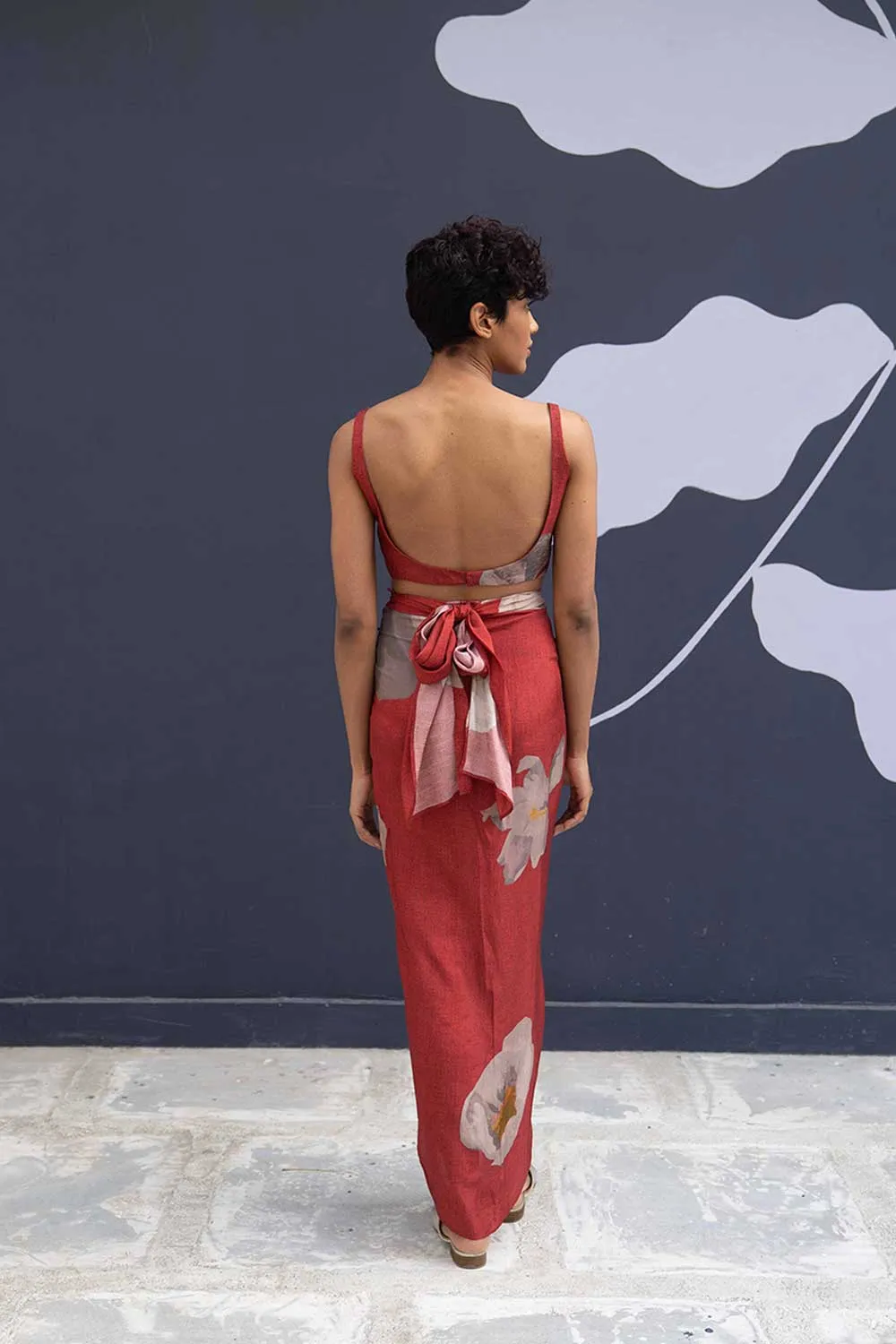 YAM   I  Vigo  RED POPPIES SKIRT SET 2  (BLOUSE & SKIRT) SILK RED YAMBILLIE20