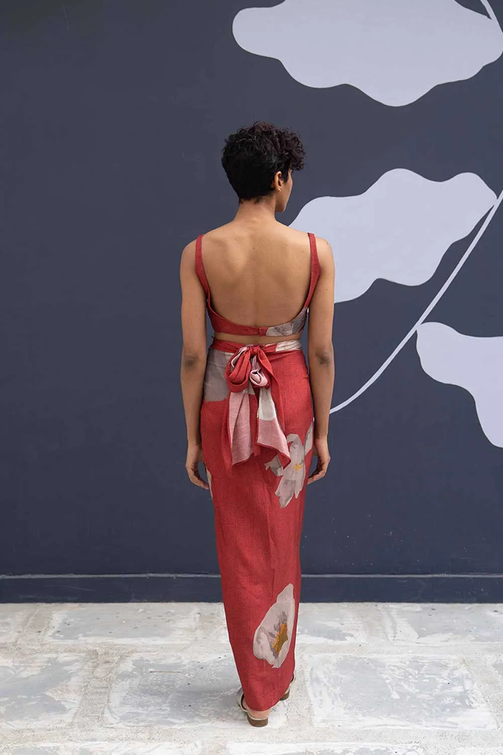 YAM   I  Vigo  RED POPPIES SKIRT SET 2  (BLOUSE & SKIRT) SILK RED YAMBILLIE20