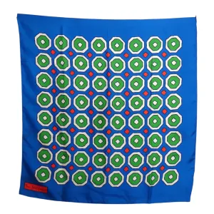 YVES SAINT LAURENT- Blue Multi Color Silk Print Scarf