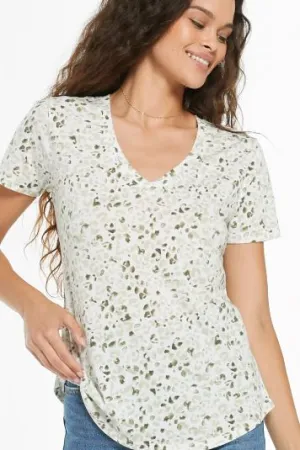 Z SUPPLY PAINTED LEOPARD V-NECK TEE