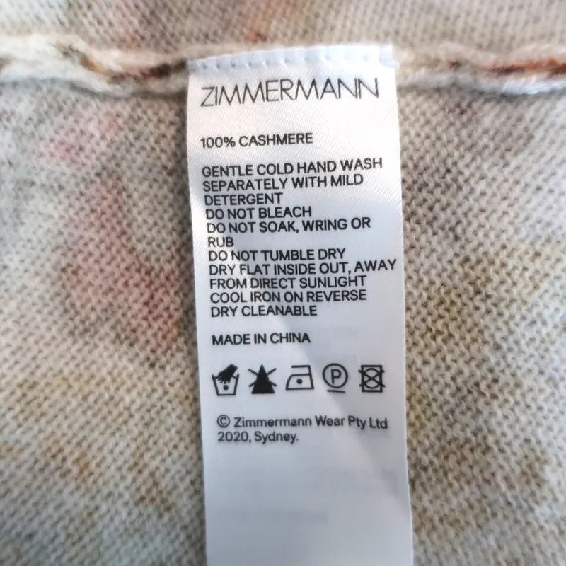 Zimmermann Blouson Sleeve Turtleneck Sweater Lucky Cream Paisley Print Size 1